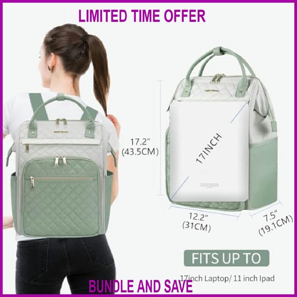 17 Inch Laptop Backpack Water Repellent USB Port Expandable Large Capacity - Picture 4 of 8